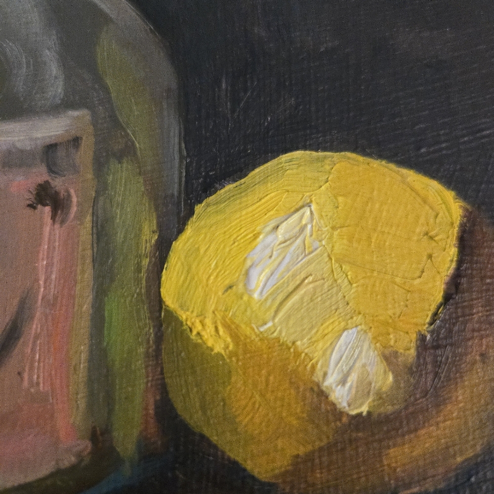 Vintage 8x10" Oil Painting. Lemon Still Life - Picture 2 of 3
